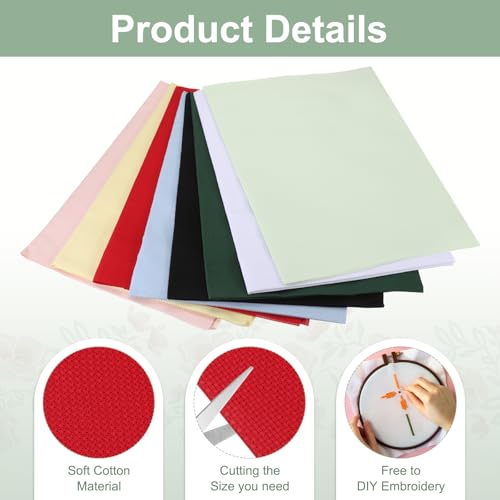 PATIKIL 14 Count Cross Stitch Cloth 19"x28", Embroidery Cotton Fabric DIY Cross Stitch for Handmade Needlework Art Crafts Machine Embroidery, Red - color: Red, size: 19"x28"