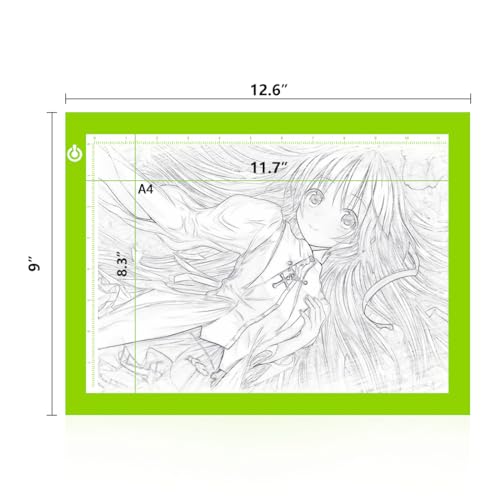 LitEnergy Portable A4 LED Copy Board Light Tracing Box, Green Ultra-Thin Adjustable USB Power Artcraft LED Trace Light Pad for Tattoo Drawing, Streaming, Sketching, Animation, Stenciling - color: GREEN, size: 8.3 x 11.7 inches