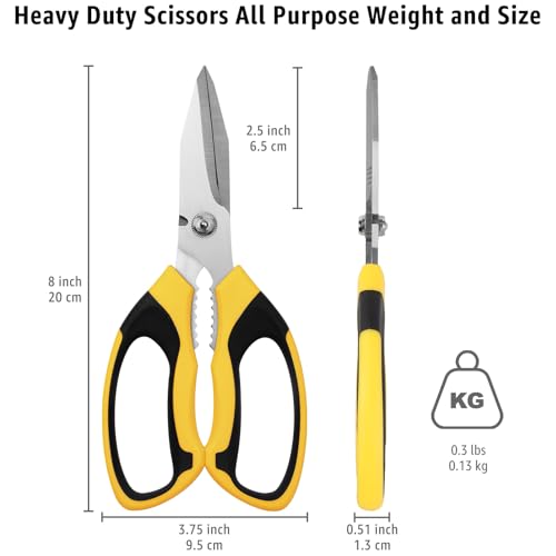 BoFuYuan Utility Scissors All Purpose heavy duty 8-Inch Yellow - color: Yellow