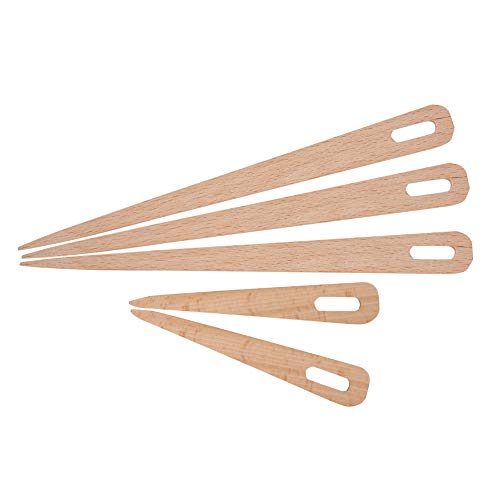 Wood Weaving Needle, 5 Pieces Big Eye Knitting Needles Wooden Hand Stick Tapestry Weaving Sewing Stitching Crafting DIY Handcrafts Tools for Making Carpets Sweater Scarf Crafts