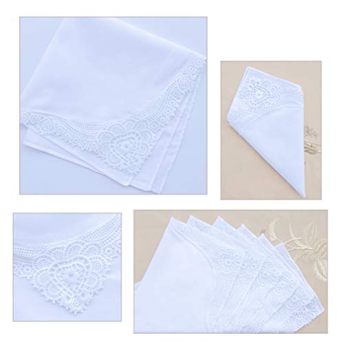 6 Pack of Ladies Embroidery Cotton Handkerchiefs Lace Wedding Hankies - color: Zw-l01 Aixin