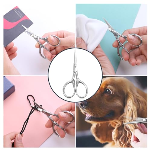Small Facial Hair Scissors, Stainless steel (silver) Straight Tip - color: Silver