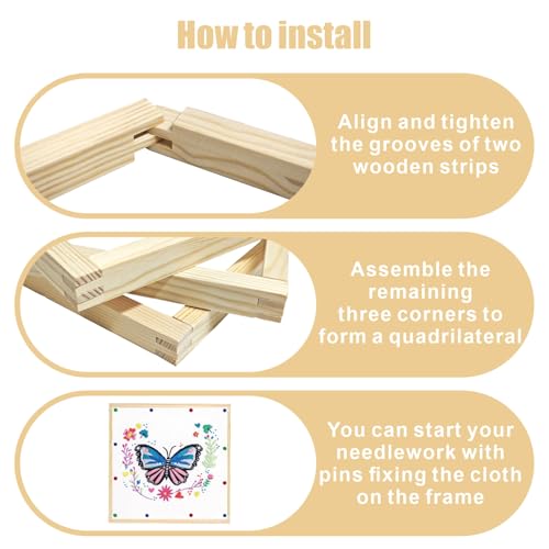 6 Sets 12PCS Wooden Stretcher Bars for Needlework, 3 Size(6 8 10 Inch) - color: natural-6set