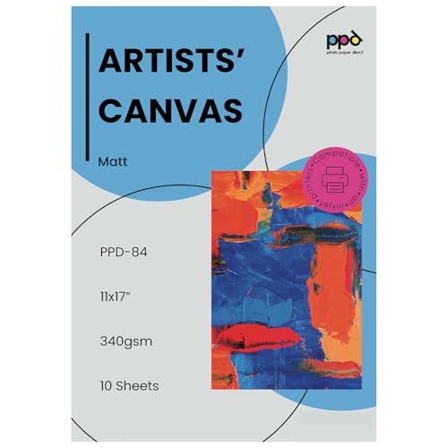 PPD 10 Sheets 11x17" Canvas Paper Printable Fabric Sheets Inkjet - size: 10 Sheets (11 x 17"), style: Canvas