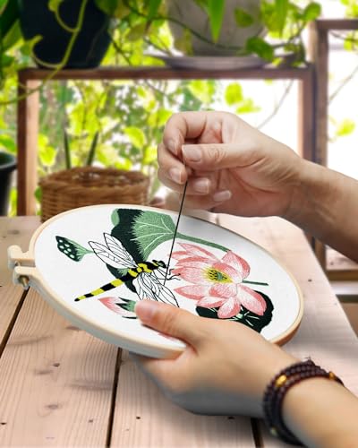 TINDTOP Embroidery Kit for Beginners Adult, Dragonfly Embroidery Kit - color: Dragonfly