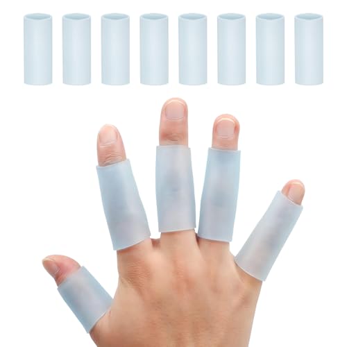 Sumifun Gel Finger Protector, 8 Pcs Silicone Finger Sleeves for Corns, Fingernails Loss, Friction Pain Relief, Blue - color: Blue