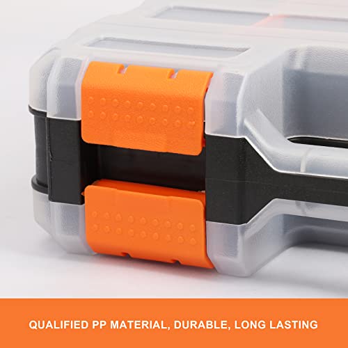 Mayouko Double Side Tools Organizer, Customizable Removable Plastic Dividers, Hardware Box Storage, Excellent for Screws,Nuts,Small Parts, 34-Compartment,2 PCS Set,12.6"L x 10.6"W x 3.2"H - color: Orange, size: 2 PCS