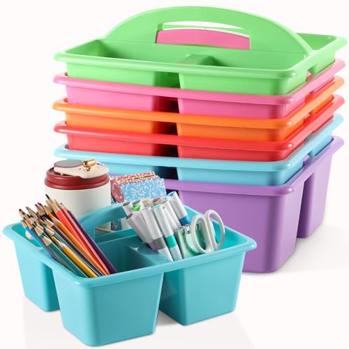 6 Pack Plastic Classroom Organizer Caddy with Handle, Classic - color: Classic