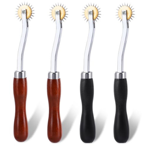 JNENERY 4PCS Tracing Wheel Sewing Tool, Stitch Marking Spacer - color: 4Pcs(Red brown and black)