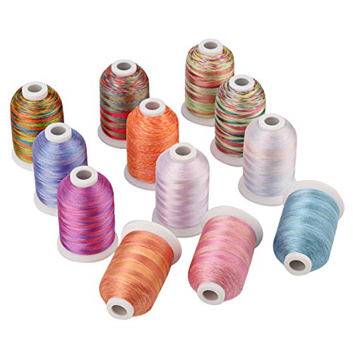Simthreads 12 Multi Color Variegated Color Embroidery Machine Thread 1000 Meters Each for Janome Brother Pfaff Babylock Singer Bernina Husqvaran and Most Home Sewing Embroidery Machines - color: 12va-2
