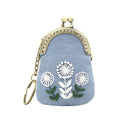 NOIAFZY 1pcs DIY Embroidery Mini Coin Purse Kit with Necklace & Keychain - Versatile Sweater Chain or Bag Charm, Includes Printed Fabric, Thread, Needle & Instructions
