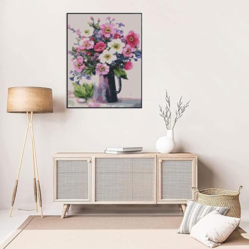 Flowers Stamped Cross Stitch Kits Flowers Cross Stitch Patterns,Dimensions Cross Stitch Kits Embroidery Kit Arts and Crafts for Beginners 15.7x11.8 inch - color: D049