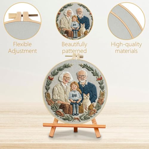 SCECALA 4 Pack Funny Family Themed Hand Embroidery Kit for Beginners - color: Blue and Orange
