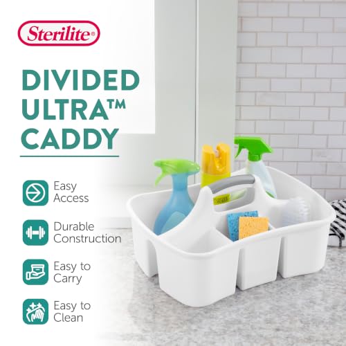 Sterilite Divided Ultra Caddy Storage Organizer for Bathroom, White, 4-Pack - size: 6 Pack
