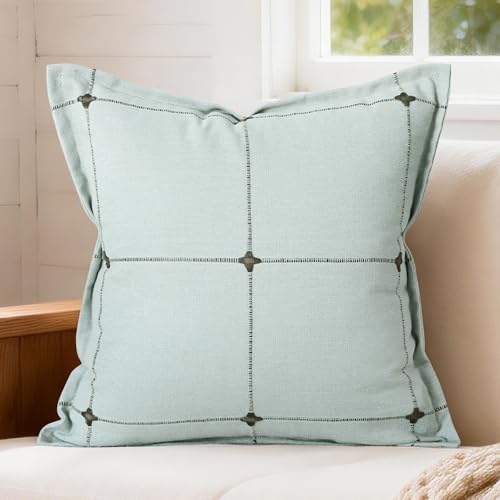 Green Linen Plaid Throw Pillow Covers 18x18 Set of 1 - color: Plaid Green, size: 18" x 18" (Pack of 1)