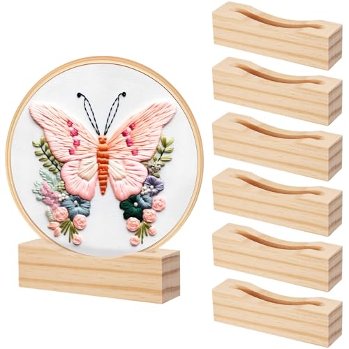 Chunful 6 Pcs Embroidery Hoop Display Stand, 5.3" X 1.3" X 1.5", Natural - color: Natural, size: 5.3" x 1.3" x 1.5"