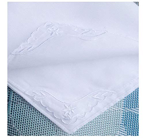 MileyMarla Ladies Embroidery Cotton White Handkerchiefs Lace Wedding Hankies - color: B-6pcs