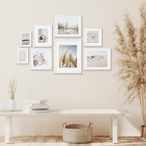 ArtbyHannah Gallery Wall Frame Set, 8 Pack White Picture Frames, Large - color: White, size: Large