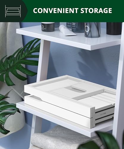 ROYAL CRAFT WOOD Premium Foldable Bathtub Tray Caddy - Wood Bath Tray for Tub, Bamboo Shelf, Expandable Bath Table Trays, Bathtub & Bathroom Accessories for New Home & Mothers, Birthday Gifts for Mom - color: White