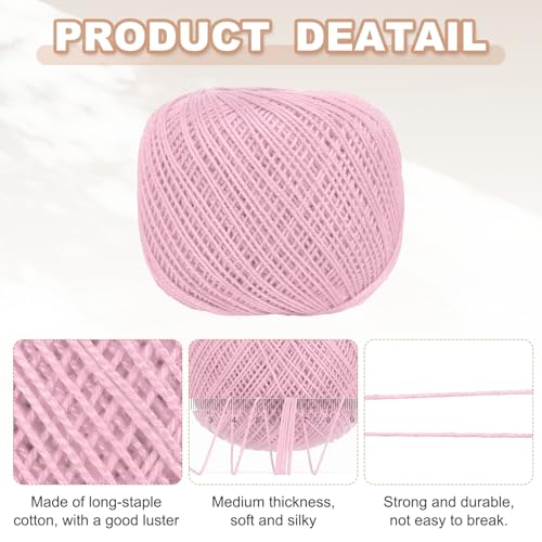 MECCANIXITY Crochet Thread Pearl Cotton Size 3 Pink 2 Rolls 164 Yards for Crocheting Tatting Knitting Embroidery Sewing - color: Pink