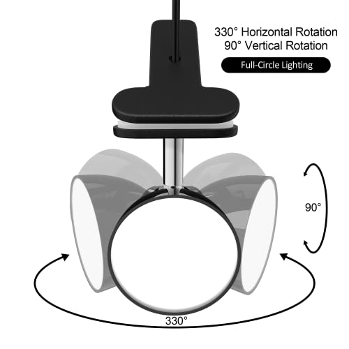 deeloop Clip On Light, 400LM Reading Lamp, Flexible Clamp Light, Black - color: Black