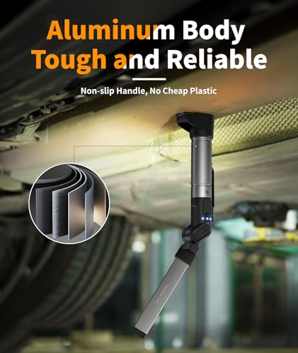 HOTLIGH Work Light Rechargeable - 800 Lumens Work Light with Multifunctional Foldable Design, 2200 mAh Magnetic Flashlight, 3 Lighting Modes Mechanic Flashlight for Car Repairing/Emergency, 2 Pack