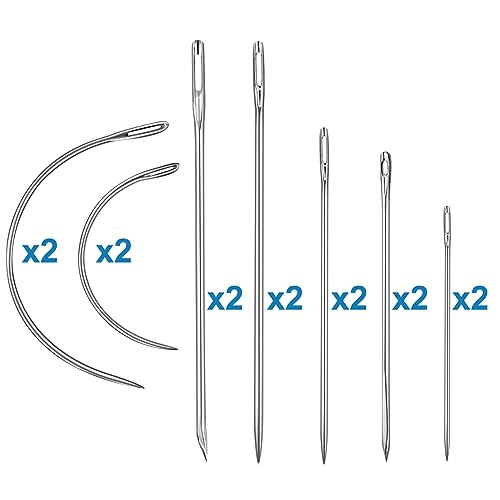 Heavy Duty Hand Sewing Needles Kit, 14 PCS with 10 Leather & 4 Curved Needles for Home Upholstery, Carpet Canvas Repair - color: 14PCS&7SIZE