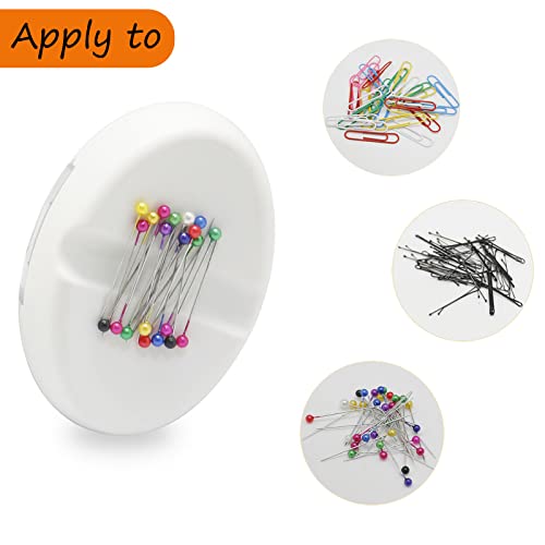 YEQIN Magnetic Sewing Pincushion with 15 Plastic Head Pins, Magnetic Pins Holder for Sewing Quilting, Pins, Paper Clips, Screws (White) - color: White