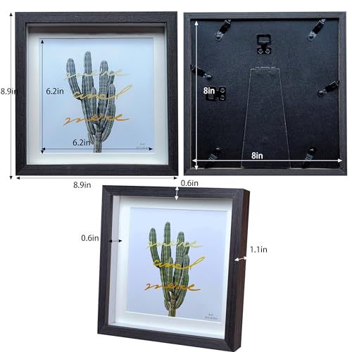 8x8 Shadow Box Frame Black Shadow Box Display Case 3 Pack Wooden Picture Frame Glass Surface Internal Depth 0.6 inch for Wall Or Tabletop - color: Black, size: 8x8 inch