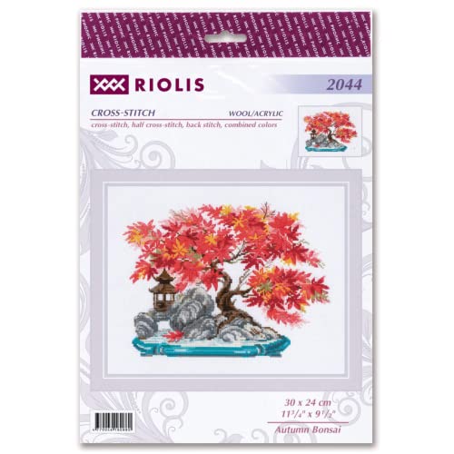 RIOLIS 2044 Autumn Bonsai Counted Cross Stitch Kit 11.75 x 9.5 in - style: Autumn Bonsai 2044