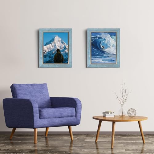 XUANLUO 8x10 Picture Frames Set of 4,Rustic Retro Photo Frame(Blue) - color: Blue-4pcs, size: 8 x 10 inch