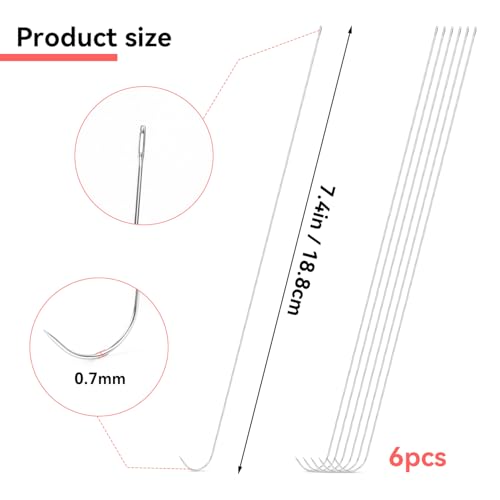 6 PCS Beading Needles 7.4 inch Bead Spinner Needles, 0.7mm Diameter Beaded Needles for Beads Rotating Jewelry Making, DIY Waist Beads, Bracelets, Necklaces