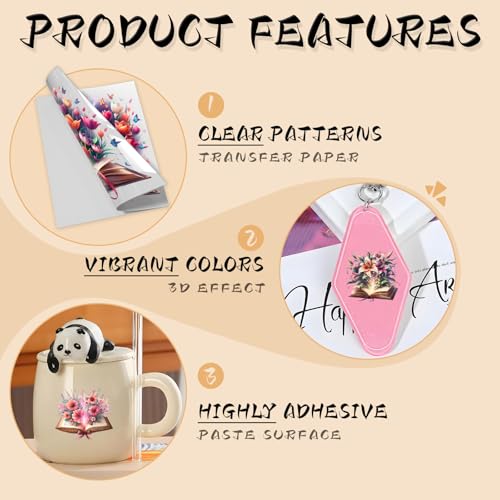 UV DTF Stickers 105 Pcs Floral Books UV DTF Cup Wrap for Glass - style: Watercolor Floral Books