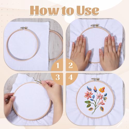 Cross Stitch Hoops Ring, 2 Pack 6 Inch Wooden Embroidery Hoops, Beech Wood Embroidery Hoops Set with Copper-Plated Screw, Cross Stitch Supplies for Art Craft Sewing, DIY Decoration
