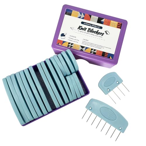 20Pcs Knit Blockers Pins Kit, Knit Blocking Combs for Crochet Knitting Blocking Board Mats, Crochet Blocking Pins for Crochet Projects Sewing Lace Needlework Projects Tool-Blue - color: Blue