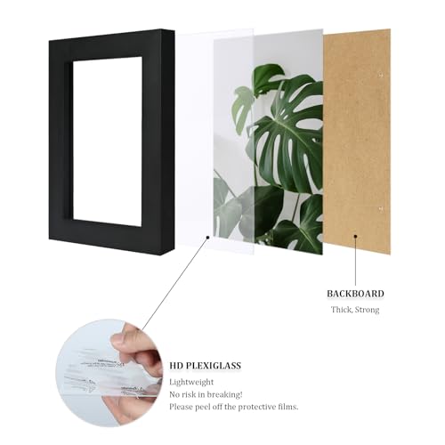 Egofine 3.5x5 Picture Frame Made of Solid Wood with Plexiglass, for Tabletop and Wall Mounting Photo Frame, Black - color: Black, size: 3.5x5