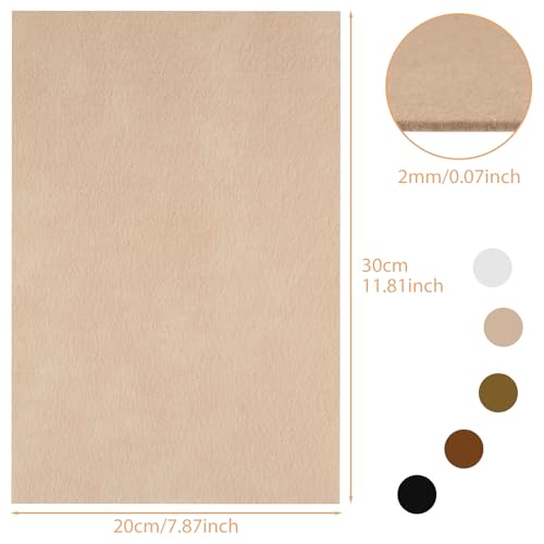 NEBURORA 20 Pcs 2mm Thick Stiff Felt Sheets for Crafts Sewing(Brown Series) - color: White,brown,black