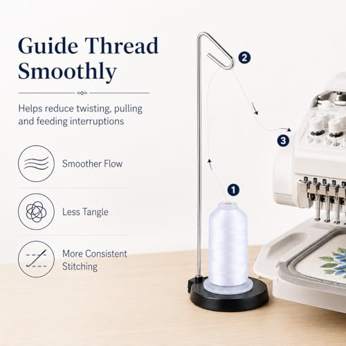 Simthread Metal Thread Spool Holder Stand for Embroidery Black - color: Black