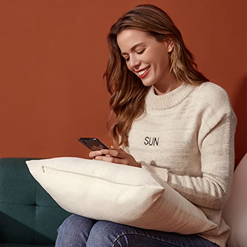 Linen Throw Pillow Covers 18 x 18 Beige Decorative Blank Couch Pillow Covers for Sublimation Bed Sofa Farmhouse Cushion Cases Set of 4 - size: 18" x 18" (Pack of 4)