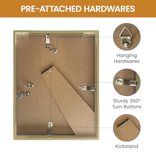 6x10 Aluminum Metal Picture Frame,Tempered Glass Gold Photo Frame 6x10 for Family Photo,Posters,Art,Document to Wall Mount Horizontally or Vertically - size: 6x10