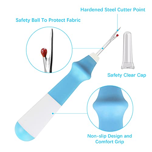 Lhedon Seam Ripper 3 PCS Ergonomic Grip Sewing Thread Remover Tool - color: Blue/Green