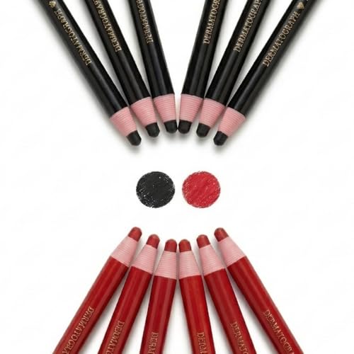 12-Pack 6color Grease Pencils Grease Pen China Markers for Glass Metal Wood - color: Black 6p + Red 6p