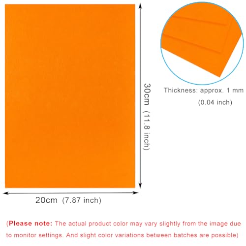 10 Orange Felt Fabric Sheets,7.87 x 11.8 inch (20 x 30cm) A4 Stiff Felt Squares 1 mm Thick, Great for DIY Craft, Sewing Projects, Nonwoven Patchwork, Decoration - color: Orange