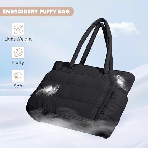 Teamoy Puffy Embroidery Bag Organizer, Cross Stitch Bag, Black - color: Black