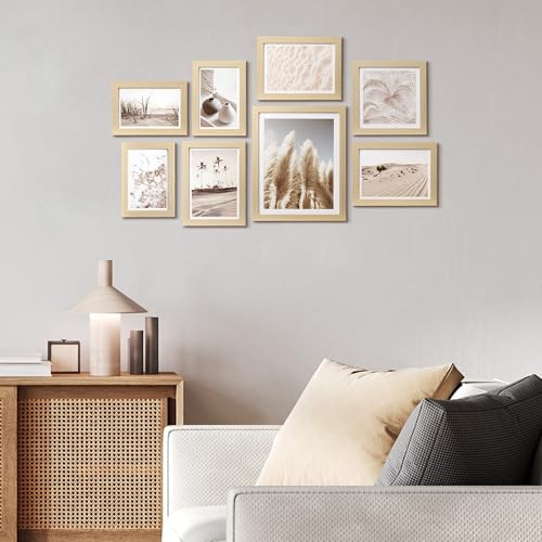 ArtbyHannah Gallery Wall Frame Set, 8 Pack Beige Picture Frames, Small - color: Beige, size: Small