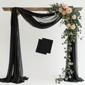 Wedding Arch Draping Fabric 2 Panels Black Sheer Backdrop Drapes - color: Black, size: 2 Panels