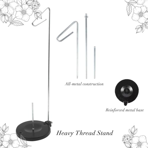 Single Thread Stand Large Spool, Full Metal Stable &Adjustable Thread Stand, Universal Single Cone and Spool for Sewing and Embroidery Machines