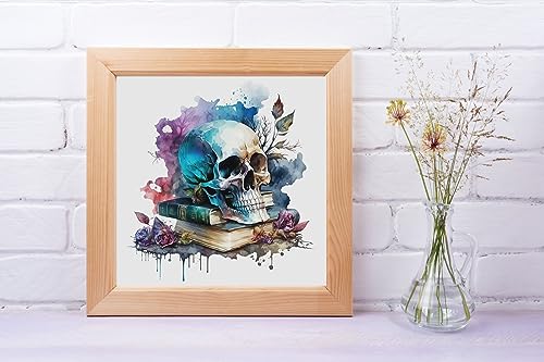 Moohue Stamped Cross Stitch Kits for Adults Clearance Skull 14CT Pre Printed Cross Stitch Kits for Beginners (Skull 4) - color: Skull 4