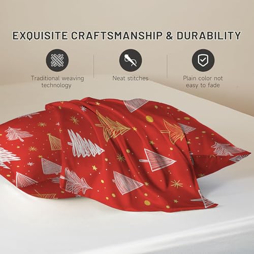 Satin Pillowcase for Hair and Skin White and Gold Xmas Tree Super Soft and Cooling Similar to Silk Pillow Case 1 Pack with Hidden Zipper Silky Soft Zippered Satin Pillowcase20 x30 - color: White and Gold Xmas Tree