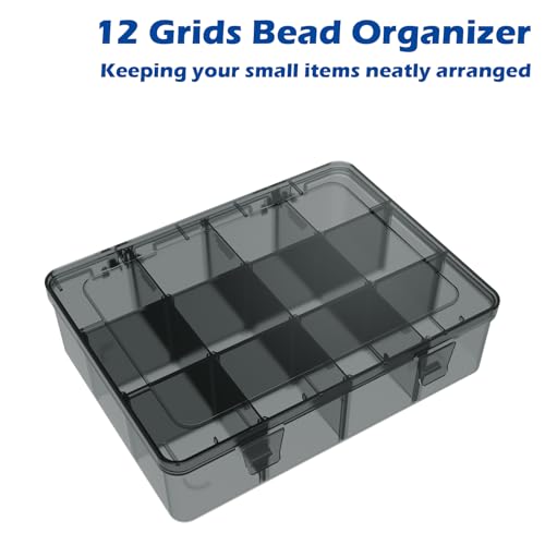 Clear Organizer Box,12 Grids Tackle Box Orangizer - color: Gray, size: 1x Large 12 Grids